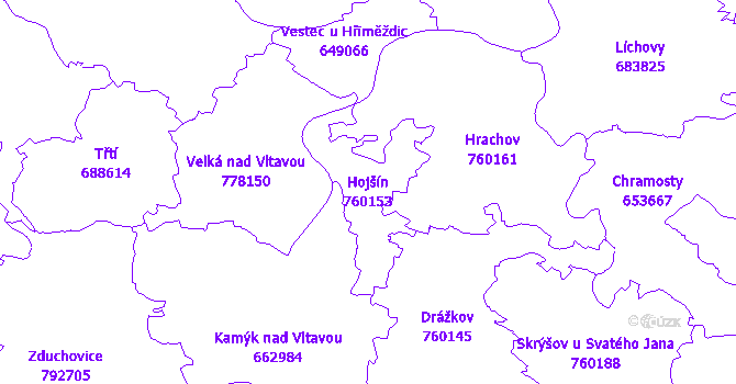 Katastrální mapa Hojšín
