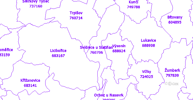 Katastrální mapa Svídnice u Slatiňan
