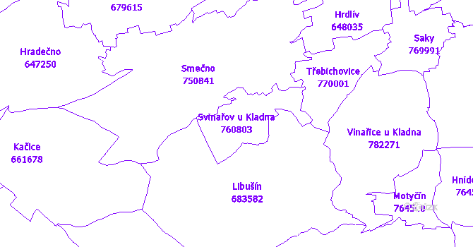 Katastrální mapa Svinařov u Kladna - přehledová mapa katastrálního území
