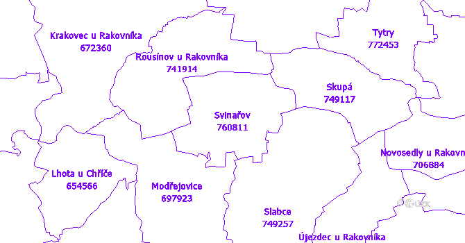 Katastrální mapa Svinařov - přehledová mapa katastrálního území