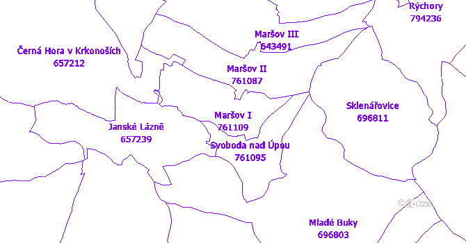 Katastrální mapa Maršov I - přehledová mapa katastrálního území
