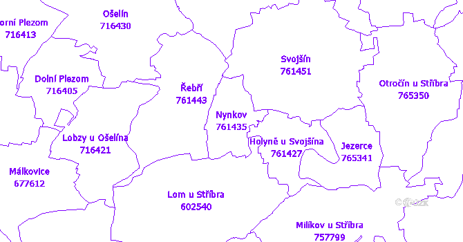 Katastrální mapa Nynkov - přehledová mapa katastrálního území