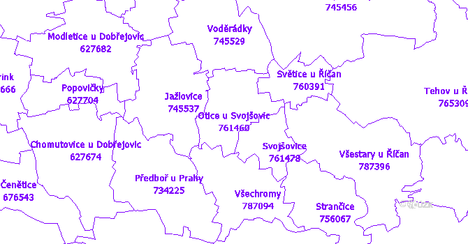 Katastrální mapa Otice u Svojšovic - přehledová mapa katastrálního území