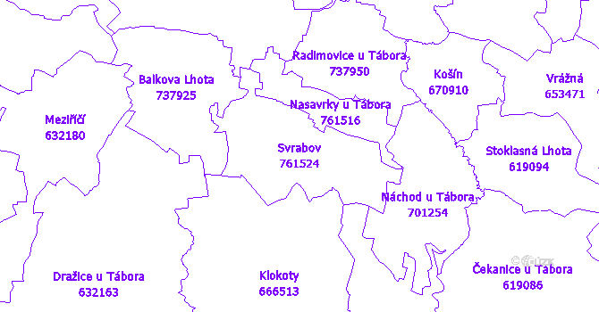 Katastrální mapa Svrabov - přehledová mapa katastrálního území