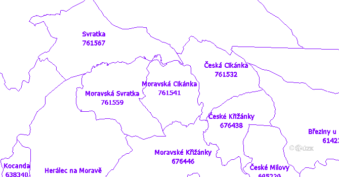 Katastrální mapa Moravská Cikánka - přehledová mapa katastrálního území