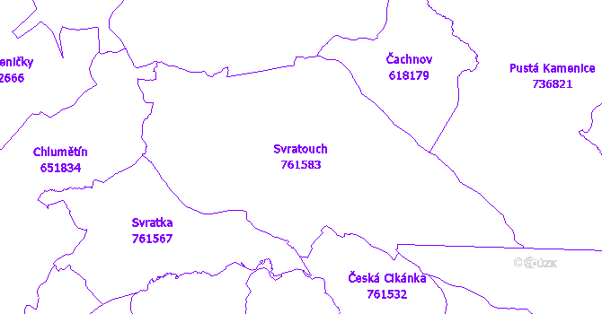 Katastrální mapa Svratouch - přehledová mapa katastrálního území