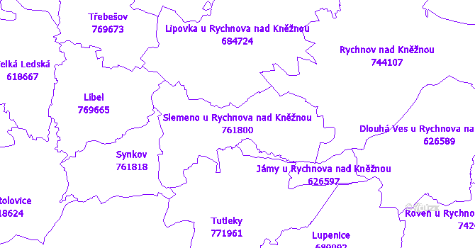 Katastrální mapa Slemeno u Rychnova nad Kněžnou - přehledová mapa katastrálního území