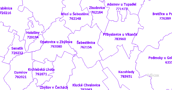 Katastrální mapa Šebestěnice