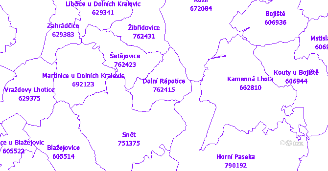Katastrální mapa Dolní Rápotice - přehledová mapa katastrálního území