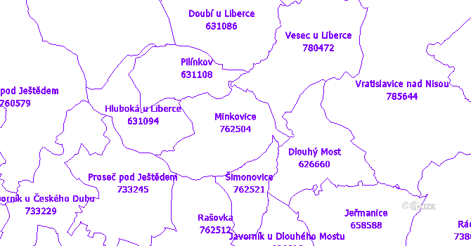 Katastrální mapa Minkovice