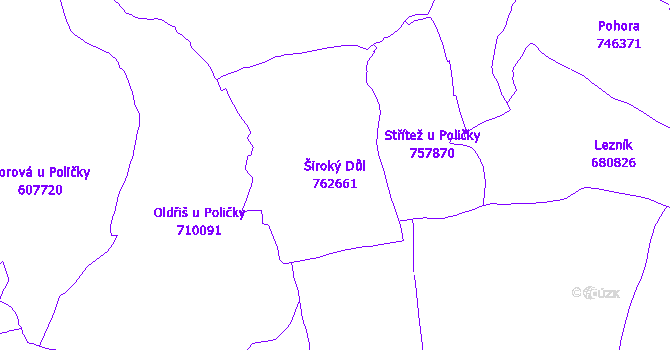 Katastrální mapa Široký Důl - přehledová mapa katastrálního území