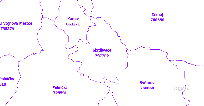 Katastrální mapa Škrdlovice