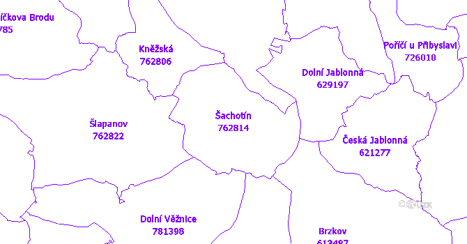 Katastrální mapa Šachotín - přehledová mapa katastrálního území