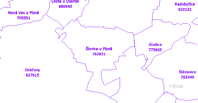 Katastrální mapa Šlovice u Plzně