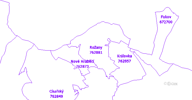 Katastrální mapa Rožany