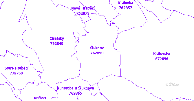 Katastrální mapa Šluknov - přehledová mapa katastrálního území