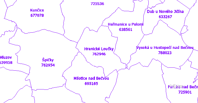 Katastrální mapa Hranické Loučky