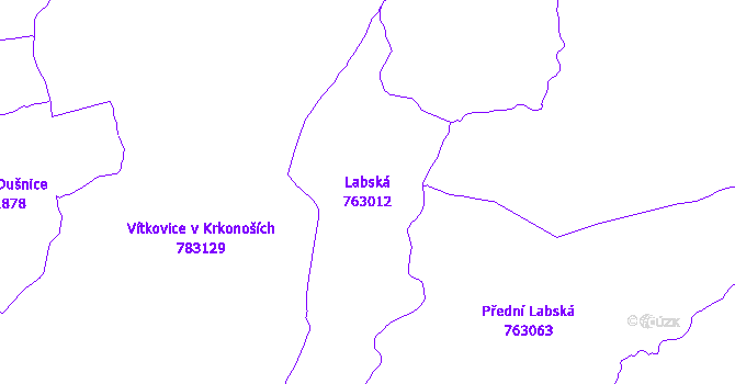 Katastrální mapa Labská - přehledová mapa katastrálního území