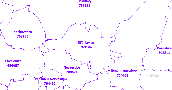 Katastrální mapa Šťáhlavice - přehledová mapa katastrálního území