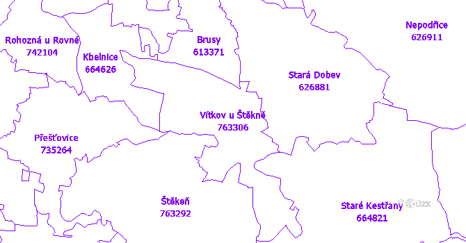 Katastrální mapa Vítkov u Štěkně - přehledová mapa katastrálního území