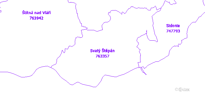 Katastrální mapa Svatý Štěpán - přehledová mapa katastrálního území