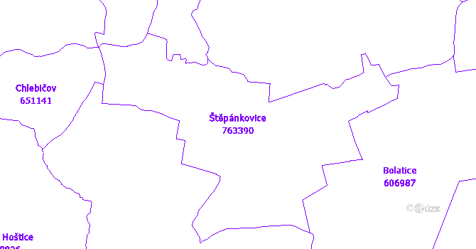 Katastrální mapa Štěpánkovice - přehledová mapa katastrálního území