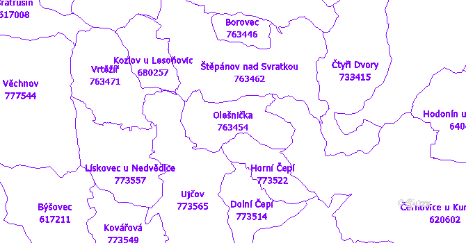 Katastrální mapa Olešnička