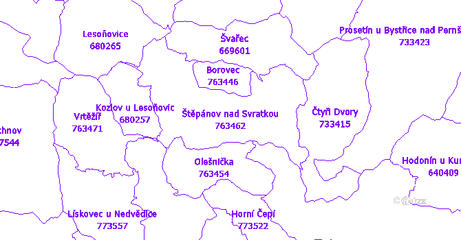 Katastrální mapa Štěpánov nad Svratkou - přehledová mapa katastrálního území