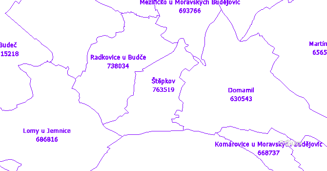 Katastrální mapa Štěpkov - přehledová mapa katastrálního území