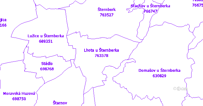 Katastrální mapa Lhota u Šternberka - přehledová mapa katastrálního území