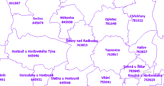 Katastrální mapa Štítary nad Radbuzou