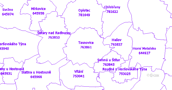 Katastrální mapa Tasnovice