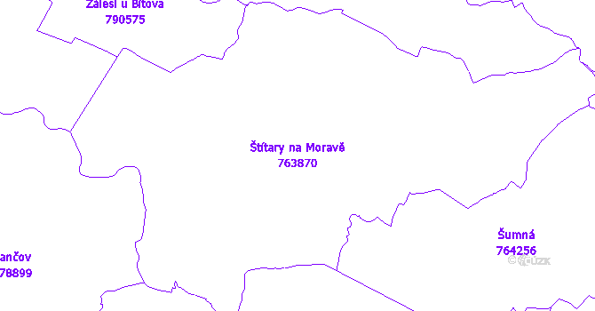 Katastrální mapa Štítary na Moravě - přehledová mapa katastrálního území