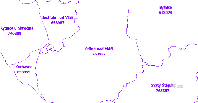 Katastrální mapa Štítná nad Vláří - přehledová mapa katastrálního území