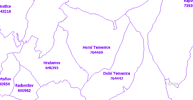 Katastrální mapa Horní Temenice - přehledová mapa katastrálního území