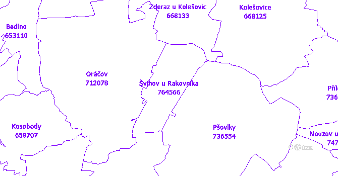 Katastrální mapa Švihov u Rakovníka - přehledová mapa katastrálního území