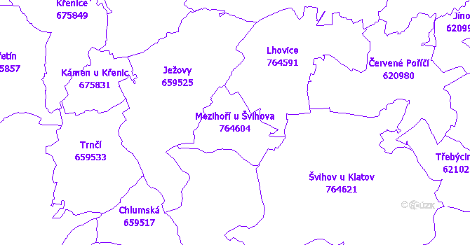 Katastrální mapa Mezihoří u Švihova