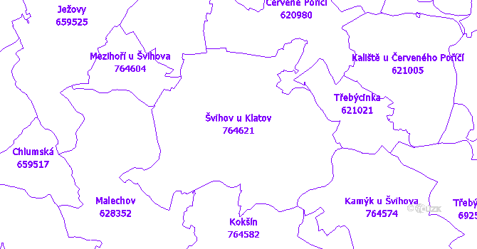 Katastrální mapa Švihov u Klatov - přehledová mapa katastrálního území