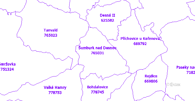 Katastrální mapa Šumburk nad Desnou - přehledová mapa katastrálního území