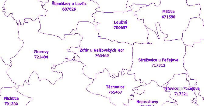 Katastrální mapa Žďár u Nalžovských Hor - přehledová mapa katastrálního území