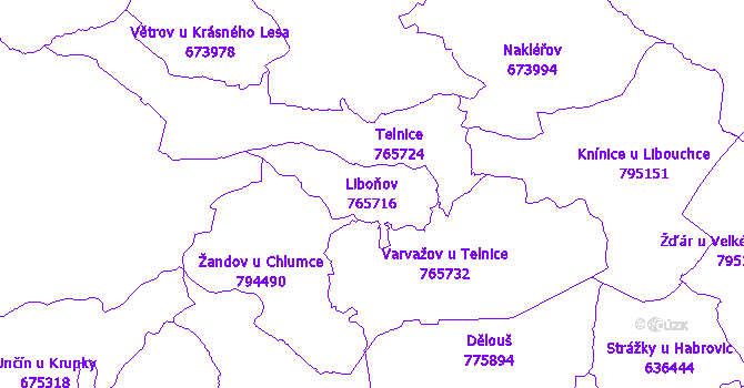 Katastrální mapa Liboňov - přehledová mapa katastrálního území