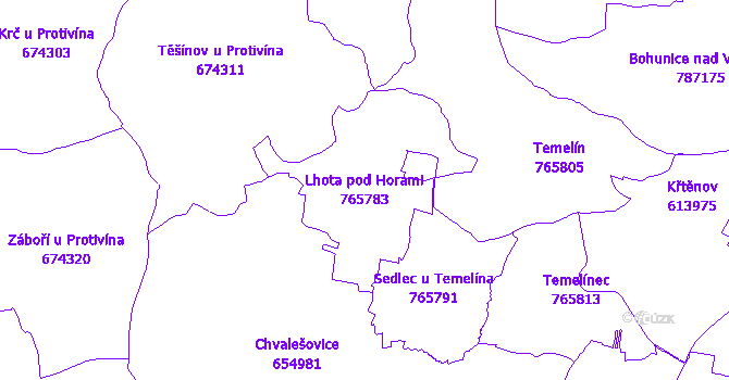 Katastrální mapa Lhota pod Horami