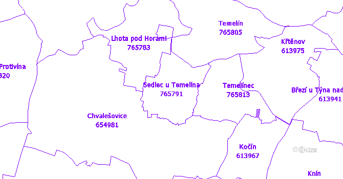 Katastrální mapa Sedlec u Temelína - přehledová mapa katastrálního území