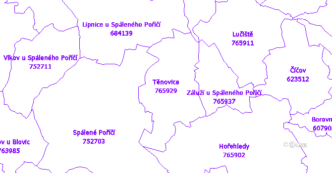 Katastrální mapa Těnovice