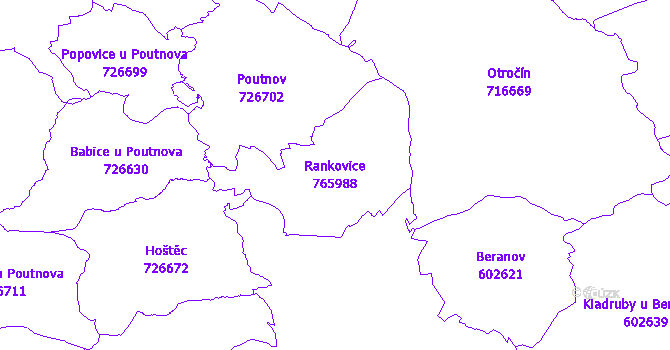 Katastrální mapa Rankovice