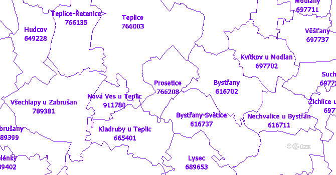 Katastrální mapa Prosetice