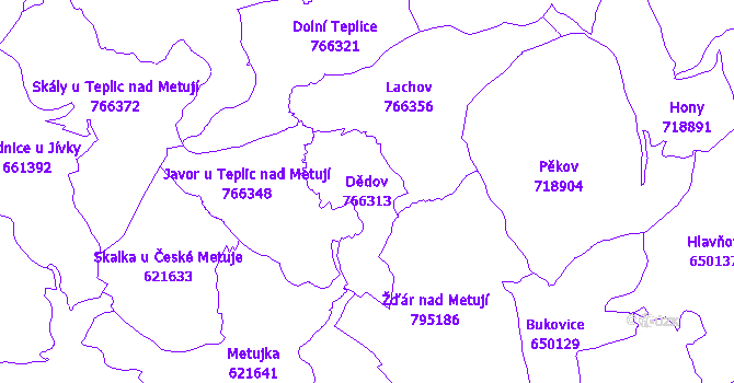 Katastrální mapa Dědov - přehledová mapa katastrálního území