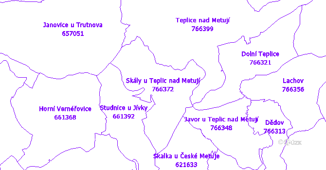 Katastrální mapa Skály u Teplic nad Metují - přehledová mapa katastrálního území