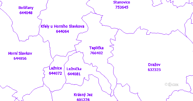 Katastrální mapa Teplička - přehledová mapa katastrálního území