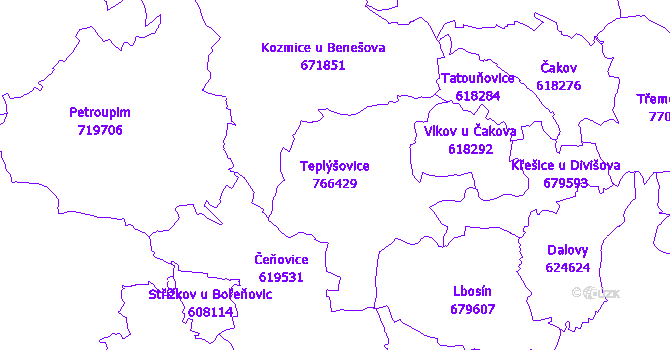 Katastrální mapa Teplýšovice